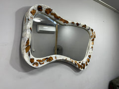 Modern Rustic Wall Mirror – Unique Organic Shaped Frame with Wood & Resin