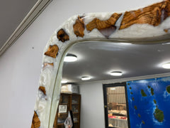 Modern Rustic Wall Mirror – Unique Organic Shaped Frame with Wood & Resin