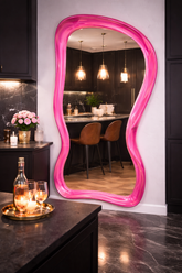 Bubble Pink Collection – Handmade Irregular Pink Transparent Frame Wall Mirror for Contemporary Interiors