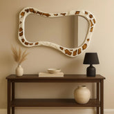Modern Rustic Wall Mirror – Unique Organic Shaped Frame with Wood & Resin