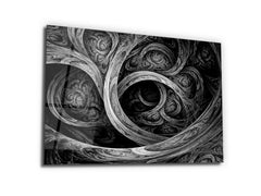 ・"Glossy Golden Fractal"・Glass Wall Art