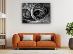 ・"Glossy Golden Fractal"・Glass Wall Art