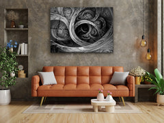 ・"Glossy Golden Fractal"・Glass Wall Art