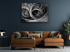 ・"Glossy Golden Fractal"・Glass Wall Art