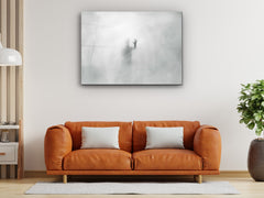 ・"Enigmatic Man Behind Glass"・Glass Wall Art