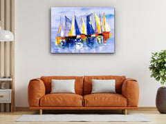 ・"Nautical Sailing Boat Oil Painting"・Glass Wall Art - Wonders Of Wall