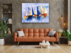 ・"Nautical Sailing Boat Oil Painting"・Glass Wall Art - Wonders Of Wall
