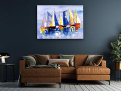 ・"Nautical Sailing Boat Oil Painting"・Glass Wall Art - Wonders Of Wall