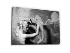 ・"Woman with Dreamy Smoke"・Glass Wall Art