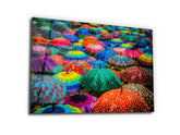 ・"Colorful Umbrellas"・Glass Wall Art