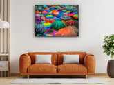 ・"Colorful Umbrellas"・Glass Wall Art
