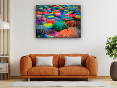 ・"Colorful Umbrellas"・Glass Wall Art