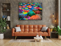 ・"Colorful Umbrellas"・Glass Wall Art