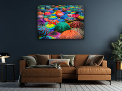 ・"Colorful Umbrellas"・Glass Wall Art
