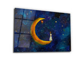 ・"Girl on the Moon"・Glass Wall Art