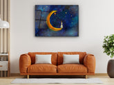 ・"Girl on the Moon"・Glass Wall Art