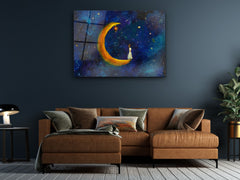 ・"Girl on the Moon"・Glass Wall Art
