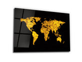 ・"Golden and Black World Map"・Glass Wall Art - Wonders Of Wall
