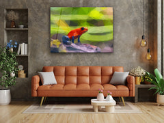 ・"Hypno Frog and Colors"・Glass Wall Art