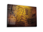 ・"Map of The Middle Earth Old Dark Version"・Glass Wall Art