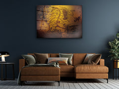 ・"Map of The Middle Earth Old Dark Version"・Glass Wall Art