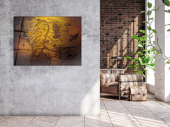 ・"Map of The Middle Earth Old Dark Version"・Glass Wall Art