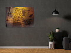 ・"Map of The Middle Earth Old Dark Version"・Glass Wall Art