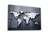 ・"Platinum World Map"・Glass Wall Art
