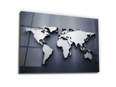 ・"Platinum World Map"・Glass Wall Art