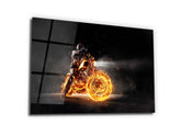 ・"Rider from Hell- Ride with Fire"・Glass Wall Art