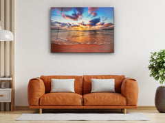 ・"Vanilla Sky and Waves"・Glass Wall Art - Wonders Of Wall