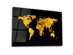 ・"World Map Golden Edition"・Glass Wall Art