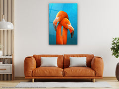 Flamingos - Glass Wall Art
