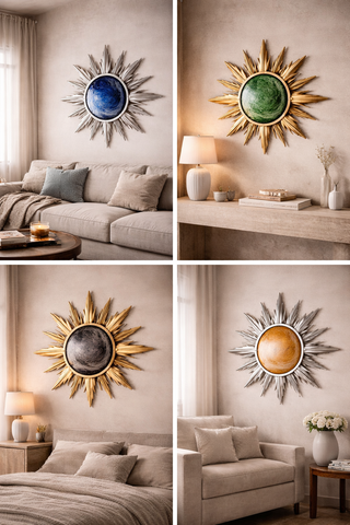 Helios Collection - Emerald / Amber / Midnight / Pearl. Designer Handmade Epoxy Resin Mirror