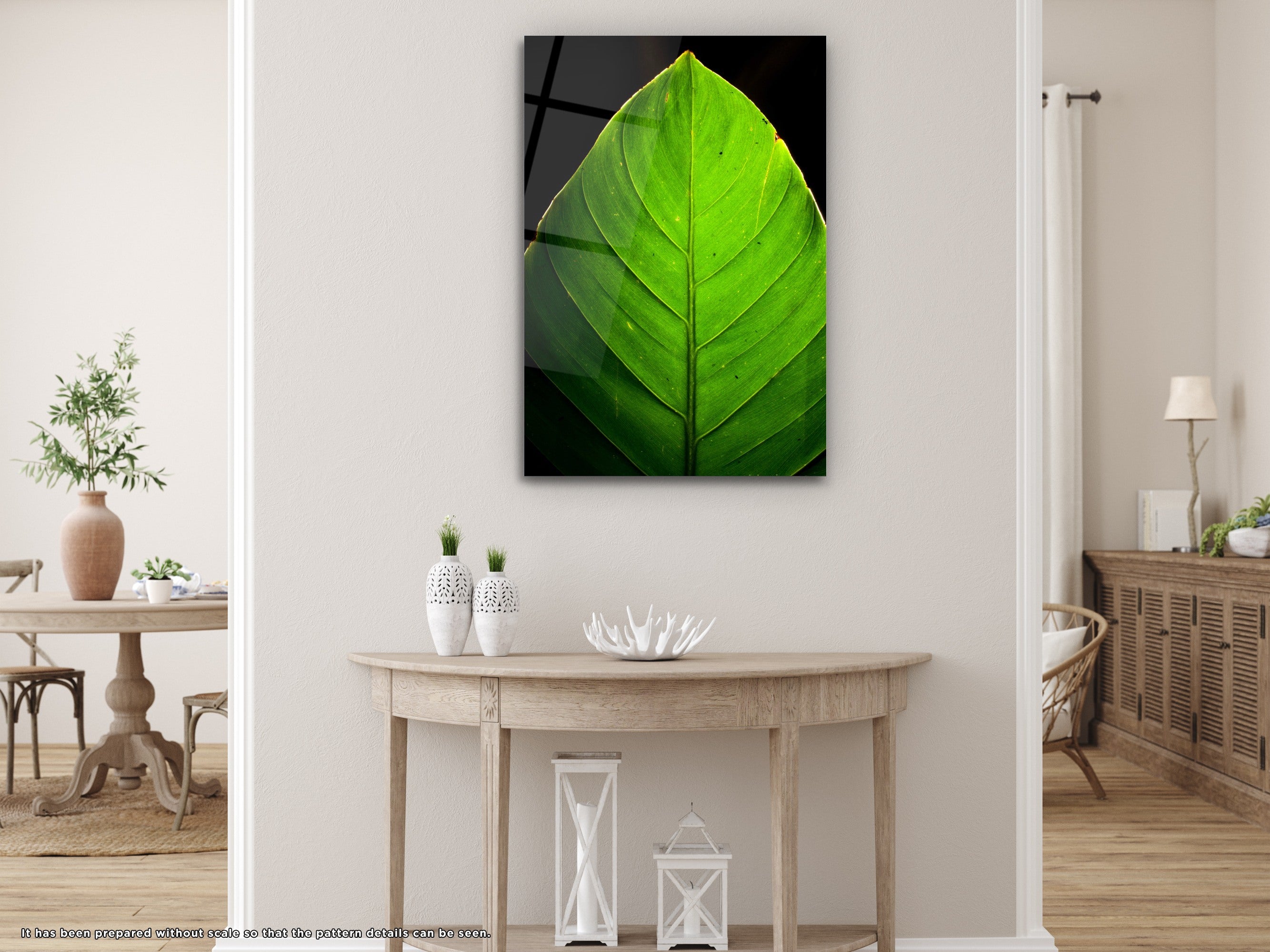 Green Leaf - Glass Wall Art