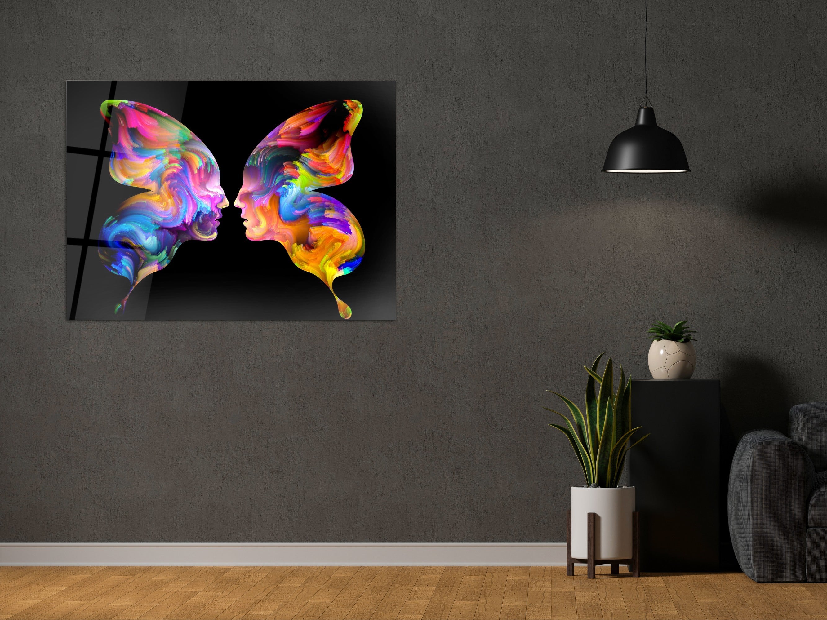 ・"Butterfly Couple"・Glass Wall Art