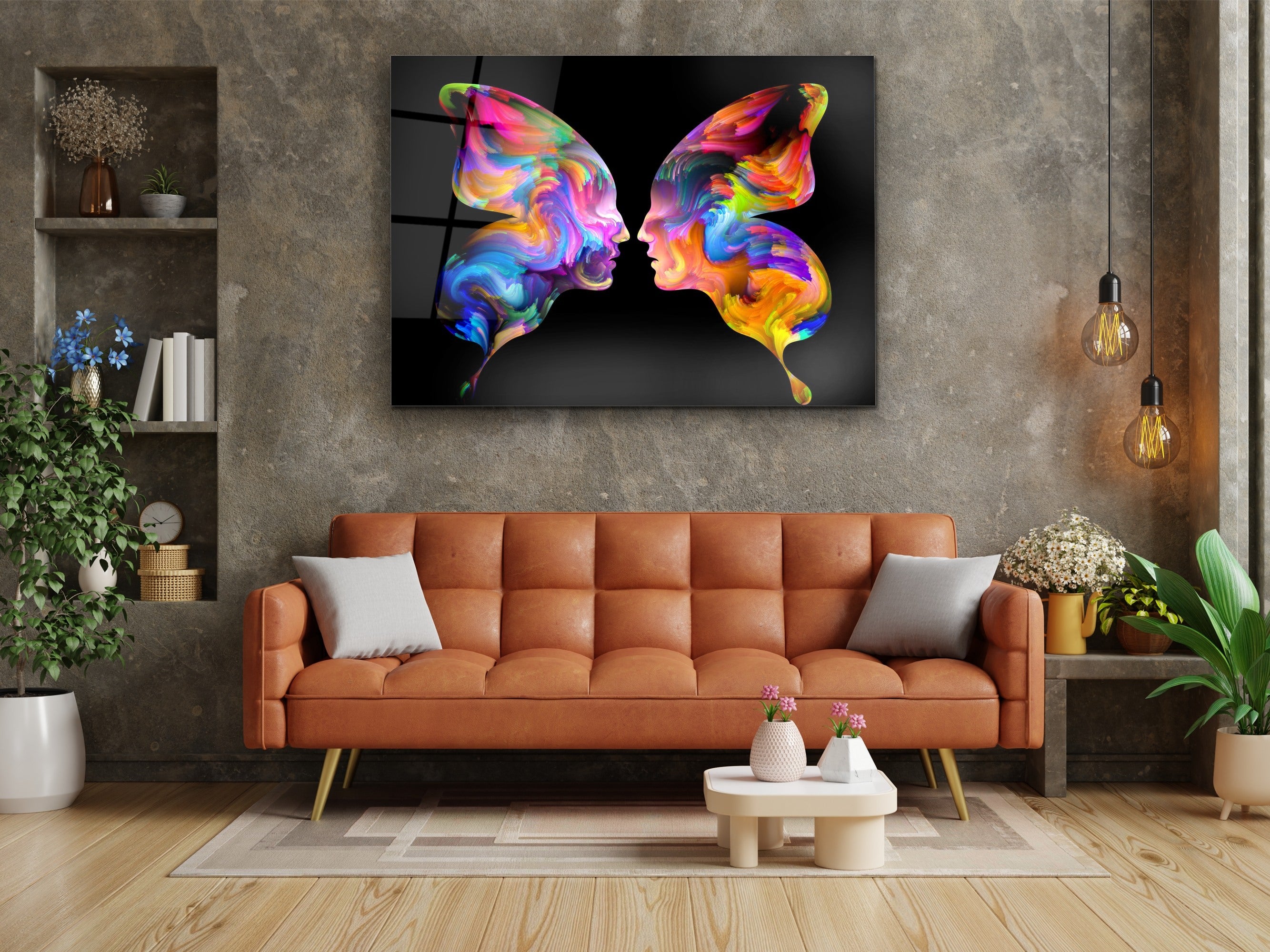 ・"Butterfly Couple"・Glass Wall Art