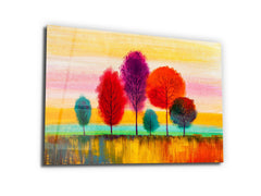 ・"Colorful Trees"・Glass Wall Art