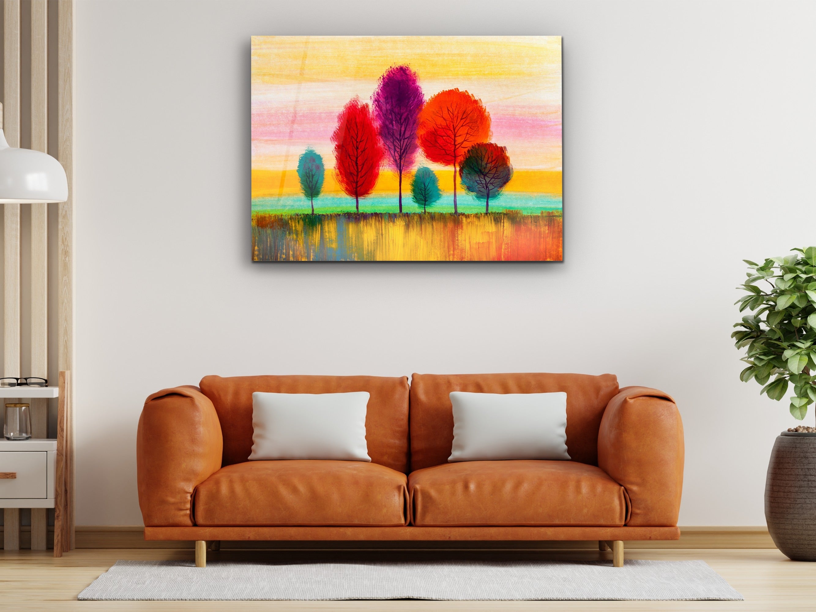 ・"Colorful Trees"・Glass Wall Art