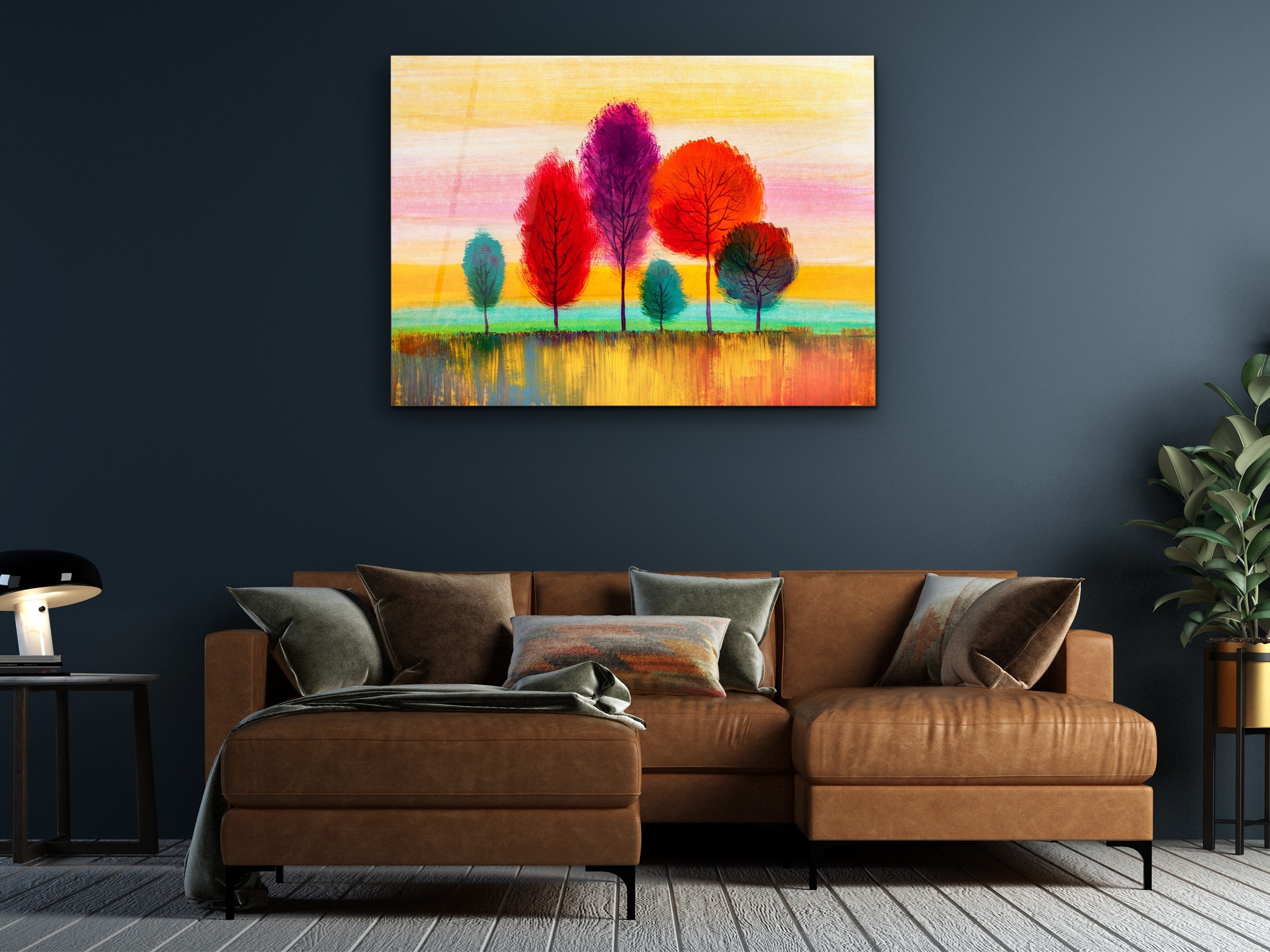 ・"Colorful Trees"・Glass Wall Art