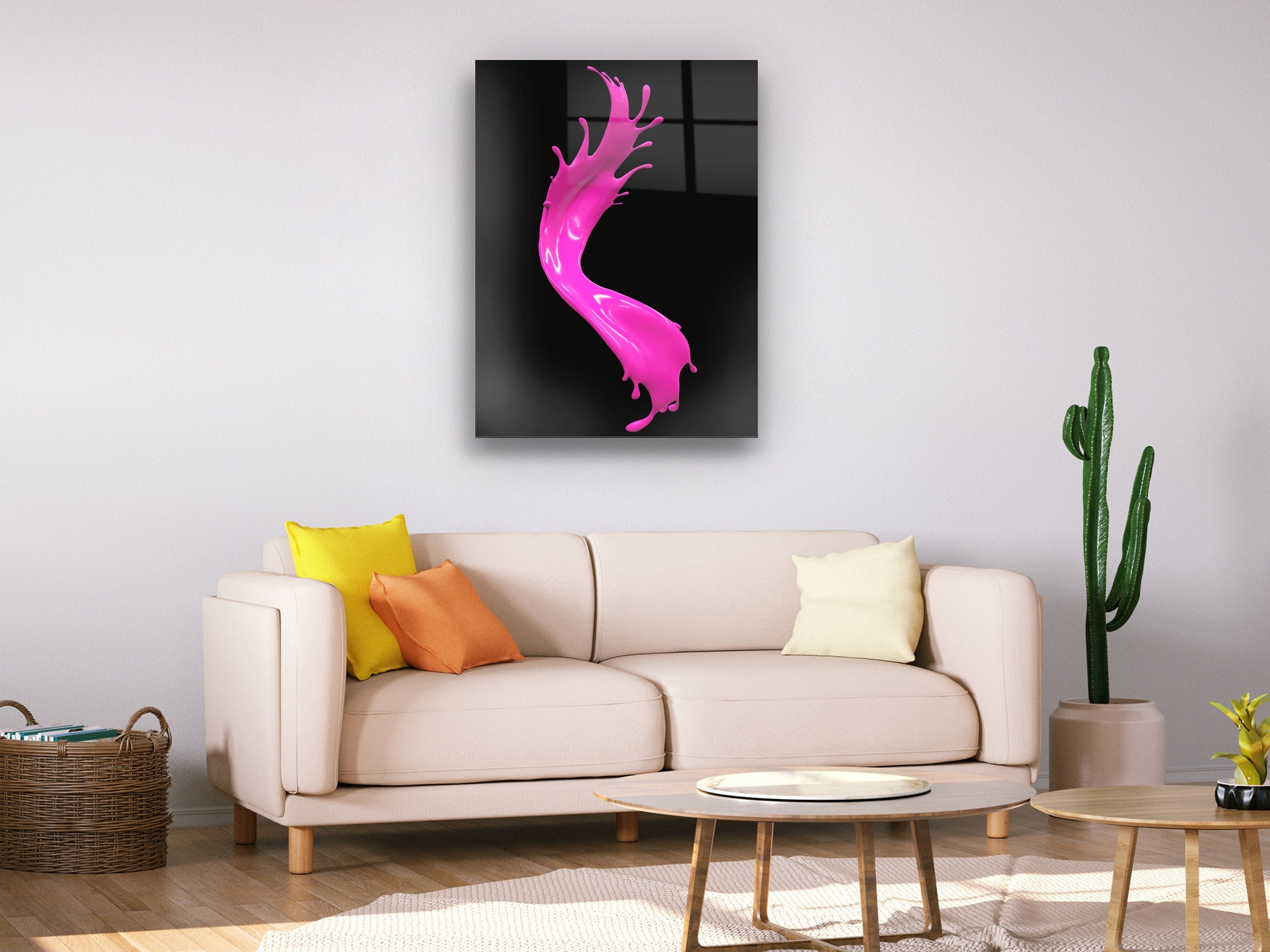 Pink Splash - Glass Wall Art