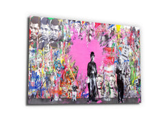 ・"Banksy Pink Love"・Glass Wall Art