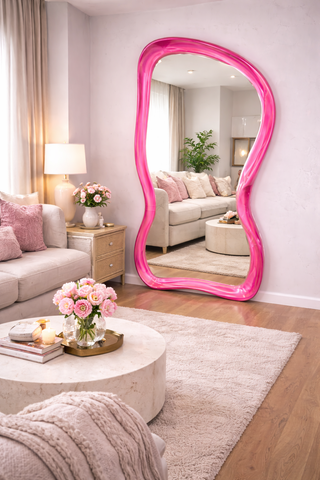 Bubble Pink Collection – Handmade Irregular Pink Transparent Frame Wall Mirror for Contemporary Interiors