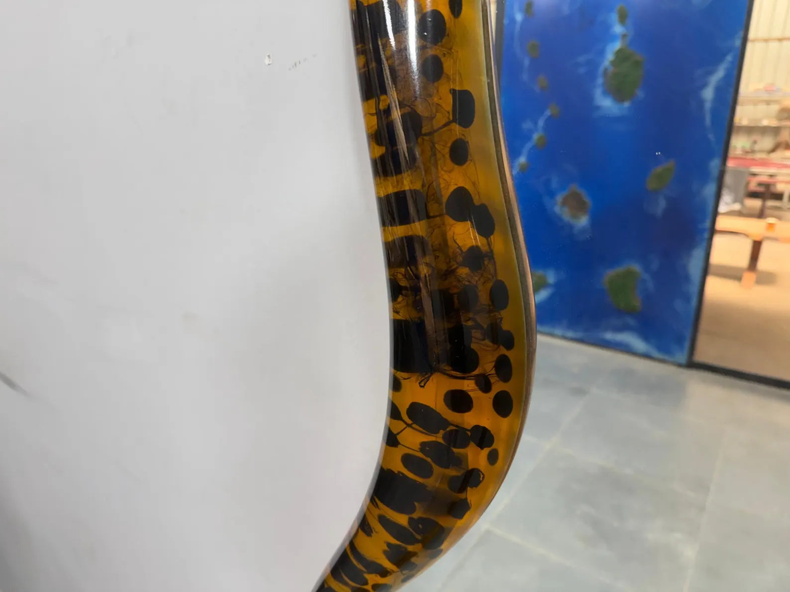 Irregular Shaped Mirror for Bedroom or Entryway, Handmade Epoxy Frame