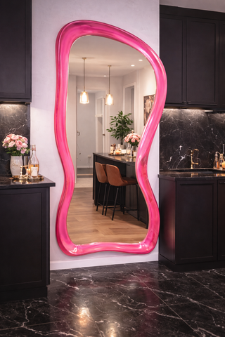 Bubble Pink Collection – Handmade Irregular Pink Transparent Frame Wall Mirror for Contemporary Interiors
