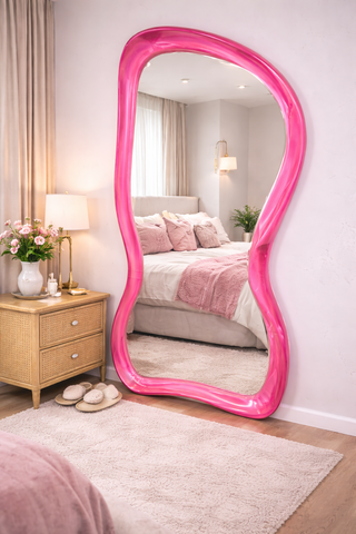 Bubble Pink Collection – Handmade Irregular Pink Transparent Frame Wall Mirror for Contemporary Interiors