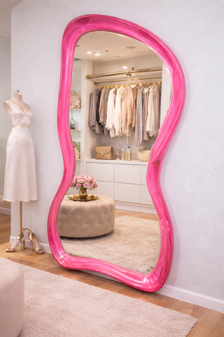 Bubble Pink Collection – Handmade Irregular Pink Transparent Frame Wall Mirror for Contemporary Interiors