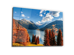 ・"Alps Mountain in Autumn"・Glass Wall Art