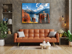 ・"Alps Mountain in Autumn"・Glass Wall Art