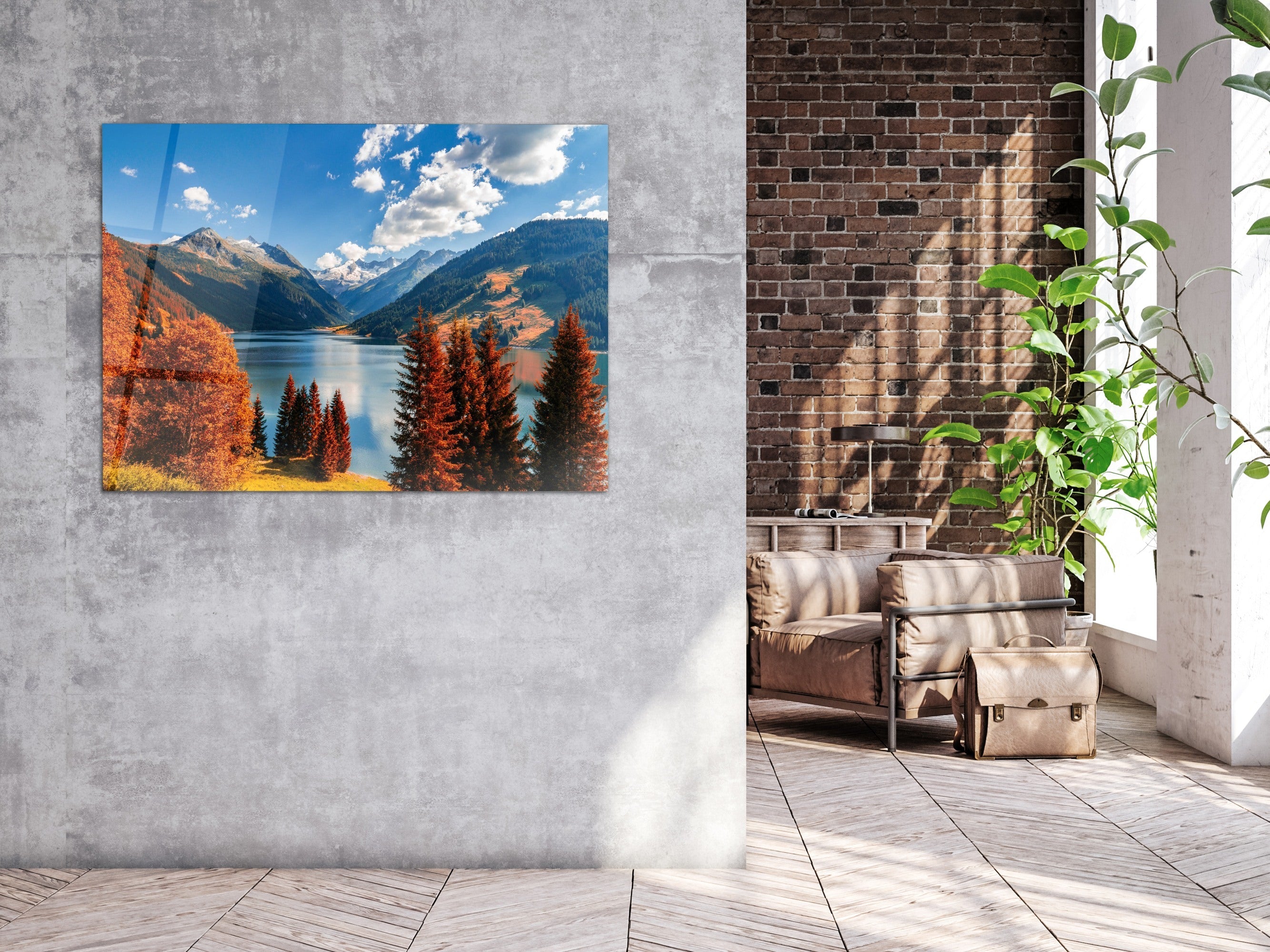 ・"Alps Mountain in Autumn"・Glass Wall Art